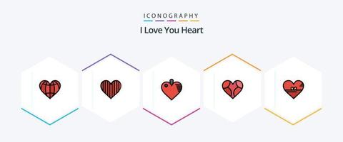 pack d'icônes heart 25 filledline, y compris romantique. préféré. préféré. l'amour. l'amour vecteur