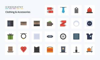 pack d'icônes de couleur plate de 25 accessoires vestimentaires vecteur