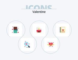 pack d'icônes plat valentine 5 conception d'icônes. l'amour. l'amour. cœur. journée. Valentin vecteur