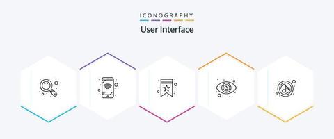 interface utilisateur Pack d'icônes de 25 lignes comprenant . croche. Star. jouer. voir vecteur