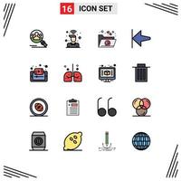 ensemble de 16 symboles d'icônes d'interface utilisateur modernes signes pour l'apprentissage du document wifi start arrow éléments de conception vectoriels créatifs modifiables vecteur
