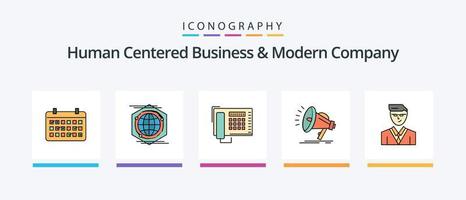 entreprise centrée sur l'homme et ligne d'entreprise moderne remplie de 5 icônes, y compris l'appel. fax. forme. Téléphone. télécharger. conception d'icônes créatives vecteur