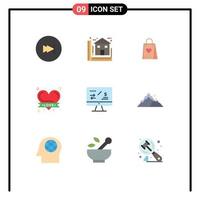 pack de lignes vectorielles modifiables de 9 couleurs plates simples de la réglementation fiscale amour maison coeurs sac éléments de conception vectoriels modifiables vecteur