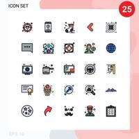 interface mobile ligne remplie couleur plate ensemble de 25 pictogrammes d'éléments de conception vectoriels modifiables scrum agile noël arrière gauche vecteur