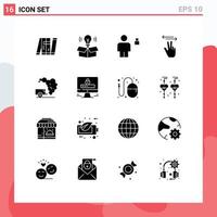 pack d'icônes vectorielles stock de 16 signes et symboles de ligne pour les gestes légers de la main tactile verrouillé éléments de conception vectoriels modifiables vecteur