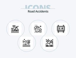 pack d'icônes de ligne d'accidents de la route 5 conception d'icônes. barrière. voitures. arrêter. auto. route vecteur