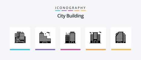 pack d'icônes de glyphe de construction de ville 5 comprenant. imeuble. Bureau. appartement. endroit. conception d'icônes créatives vecteur