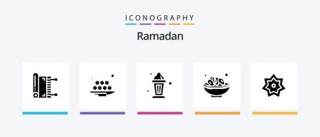 pack d'icônes ramadan glyph 5 comprenant. lampe . iftar. islam .. conception d'icônes créatives vecteur