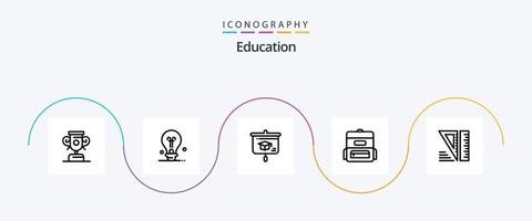 pack d'icônes de la ligne 5 de l'éducation, y compris. outils. présentation. géométrique. cartable vecteur