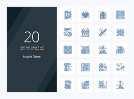 20 icône de couleur bleue d'arcade pour la présentation vecteur