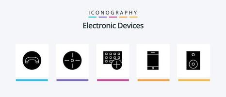 appareils glyphe 5 pack d'icônes comprenant des produits. dispositifs. des ordinateurs. téléphone intelligent. appareil. conception d'icônes créatives vecteur