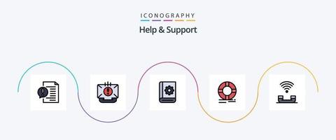 ligne d'aide et de support remplie de 5 icônes plates, y compris bouée de sauvetage. cercle. aider. un service. aider vecteur