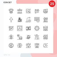 25 icônes créatives signes et symboles modernes du yang feuilles chinoises amour éléments de conception vectoriels modifiables à la main vecteur