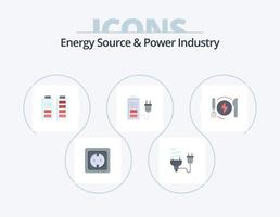 pack d'icônes plat source d'énergie et industrie de l'énergie 5 conception d'icônes. Puissance. accumulateur. énergie. complet. la batterie vecteur