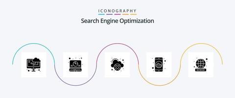 pack d'icônes seo glyph 5, y compris le site Web. domaine. réseau. en ligne. référencement vecteur