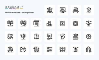 25 pack d'icônes de lignes électriques modernes d'éducation et de connaissances vecteur