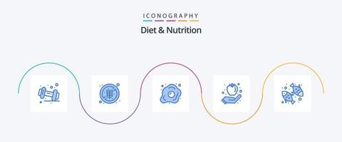 alimentation et nutrition pack d'icônes bleues 5, y compris l'alimentation. petit-déjeuner sain. diète. fruit. la nutrition vecteur