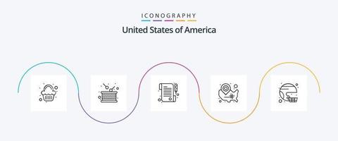 pack d'icônes usa line 5, y compris américain. Wisconsin. indépendance. Etats-Unis. carte vecteur