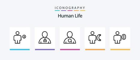 pack d'icônes de la ligne humaine 5, y compris la vidéo. Humain. avatar. corps. reconnaissance. conception d'icônes créatives vecteur