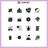 pack de 16 signes et symboles de glyphes solides modernes pour les supports d'impression web tels que le maquillage effectuer le paiement pluie de verre éléments de conception vectoriels modifiables vecteur