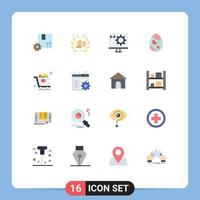 16 icônes créatives signes et symboles modernes de poinçon d'engrenage de codage de marque développer un pack modifiable d'éléments de conception de vecteur créatif
