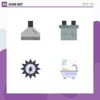 4 icône plate universelle signes symboles d'extracteur salle de bain batterie écologie eau éléments de conception vectoriels modifiables vecteur