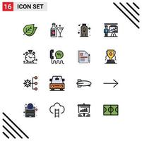 16 icônes créatives signes et symboles modernes de l'horloge rapport bouteille homme d'affaires modifiable éléments de conception de vecteur créatif