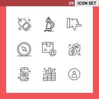 9 concept de contour pour les sites Web mobiles et applications pointeur souris chevalier curseur vote éléments de conception vectoriels modifiables vecteur