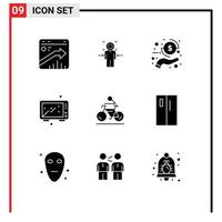 pack de 9 signes et symboles de glyphes solides modernes pour les médias d'impression Web tels que la cuisine de cuisine obtenir des éléments de conception vectoriels modifiables d'argent de cuisson vecteur