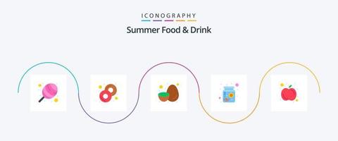 nourriture et boisson d'été pack plat 5 d'icônes comprenant des fruits. pot Mason. des fruits. jus. boisson vecteur