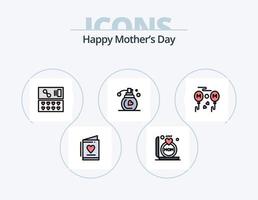 heureuse fête des mères ligne remplie icône pack 5 conception d'icônes. parfum . mère. cosmétiques. maman . colliers vecteur