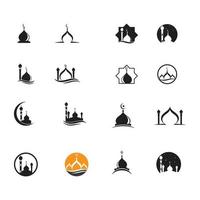 jeu d'icônes logo mosquée vecteur