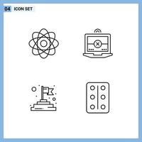 4 icônes créatives signes et symboles modernes du succès de l'atome laboratoire croix remède éléments de conception vectoriels modifiables vecteur