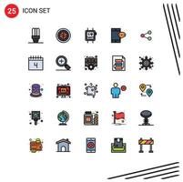 25 icônes créatives signes et symboles modernes des médias sociaux éléments de conception vectoriels modifiables mobiles de cellule de bande vecteur