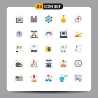 pack de 25 signes et symboles de couleurs plates modernes pour les supports d'impression Web tels que l'analyse des sciences de l'éducation labe éléments de conception vectoriels modifiables sur Internet vecteur