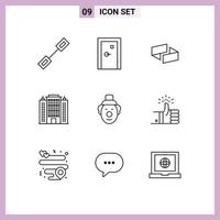 pack d'icônes vectorielles stock de 9 signes et symboles de ligne pour le bâtiment joker rempli d'éléments de conception vectoriels modifiables d'architecture crypto monnaie vecteur