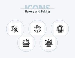 pack d'icônes de ligne de cuisson 5 conception d'icônes. Donut. nourriture. étain. pâtisserie. le dessert vecteur
