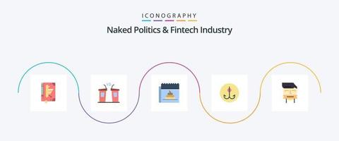politique nue et pack d'icônes plat 5 de l'industrie fintech, y compris le crochet. leurre. politicien. nouvelles. canular vecteur