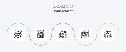 pack d'icônes de la ligne de gestion 5, y compris la gestion. Entreprise. le management. en ligne. ordinateur portable vecteur
