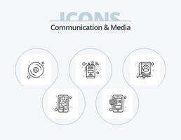 pack d'icônes de ligne de communication et de médias 5 conception d'icônes. photo. talkie walkie. message. radio. la communication vecteur