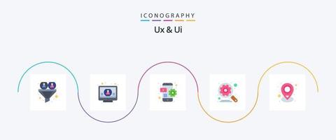 pack d'icônes ux et ui flat 5, y compris les paramètres. équipement. écran. moteur. appareil vecteur