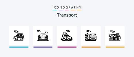 pack d'icônes de la ligne de transport 5, y compris le transport. auto. tunnel. Bicyclette. véhicule. conception d'icônes créatives vecteur