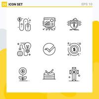 aperçu de l'interface mobile ensemble de 9 pictogrammes d'idée remue-méninges assurance prise d'assaut éléments de conception vectoriels modifiables sûrs vecteur