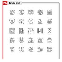 ensemble de 25 symboles d'icônes d'interface utilisateur modernes signes pour les dates marketing romance haut-parleur annonce éléments de conception vectoriels modifiables vecteur