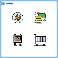 ensemble de 4 symboles d'icônes d'interface utilisateur modernes signes pour l'échelle panneau d'affichage chat éléments de conception vectoriels modifiables d'affaires non lus vecteur