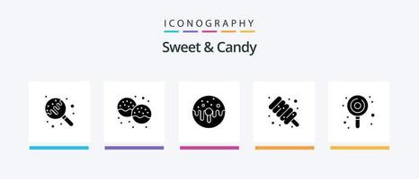 pack d'icônes sweet and candy glyph 5 comprenant des bonbons. guimauve. nourriture. nourriture. nourriture. conception d'icônes créatives vecteur