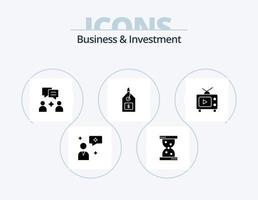 pack d'icônes de glyphe d'affaires et d'investissement 5 conception d'icônes. . jouer. bavardage. télévision. interface vecteur