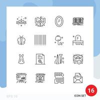 symboles d'icônes universels groupe de 16 contours modernes d'étude éducation soins livre ménage éléments de conception vectoriels modifiables vecteur