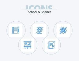 pack d'icônes bleu scolaire et scientifique 5 conception d'icônes. laboratoire. éducation. globe. éducation vecteur