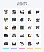 pack d'icônes rempli de 25 lignes de divertissement créatif tel qu'un appareil. radio. sport. microphone. l'audio vecteur